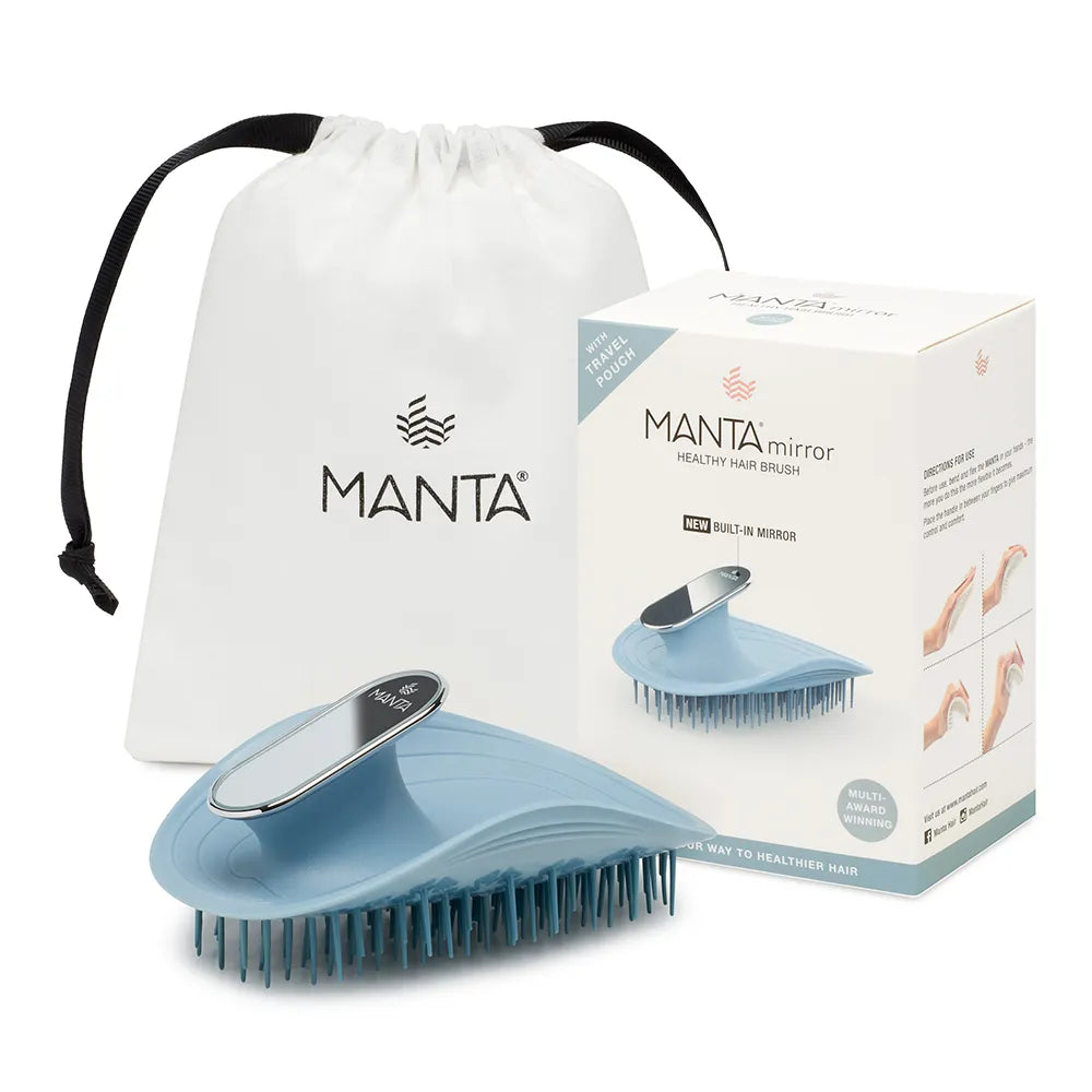 Manta Mirror Hair Brush - Powder Blue